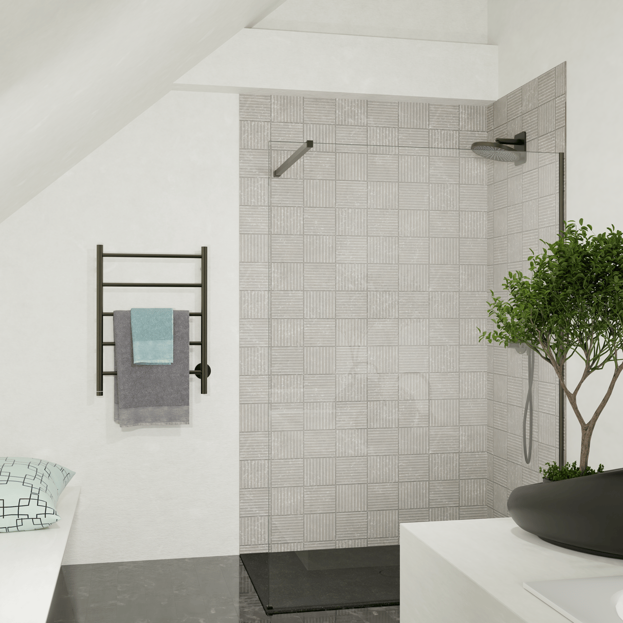 Blaufoss Odda Alto chauffe-serviette 75 x 55 cm brushed gunmetal 50W