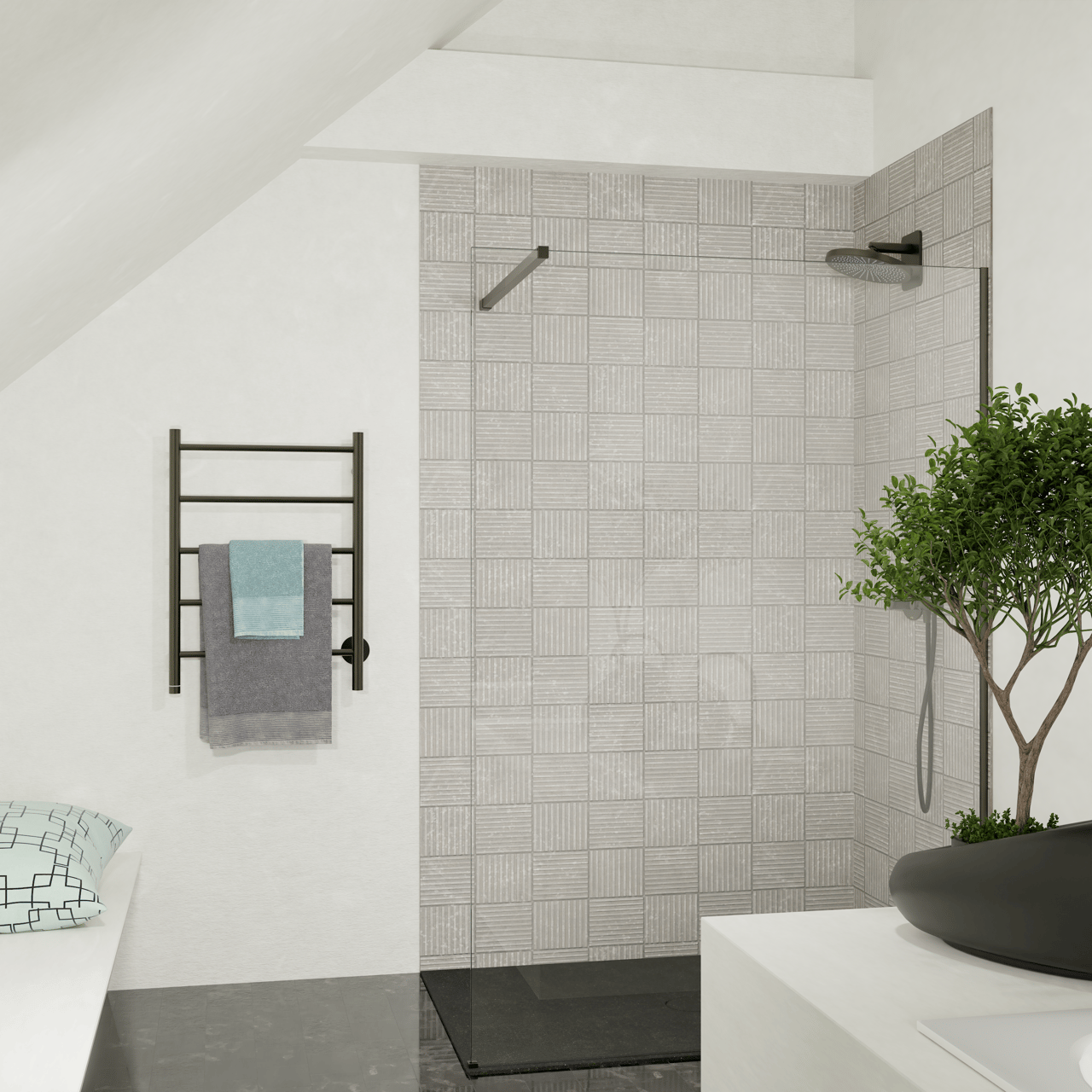 Blaufoss Odda Alto chauffe-serviette 75 x 55 cm brushed gunmetal 50W