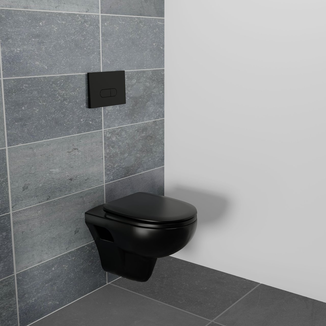 Linie Enzo mat zwart randloos met luxe wc-bril