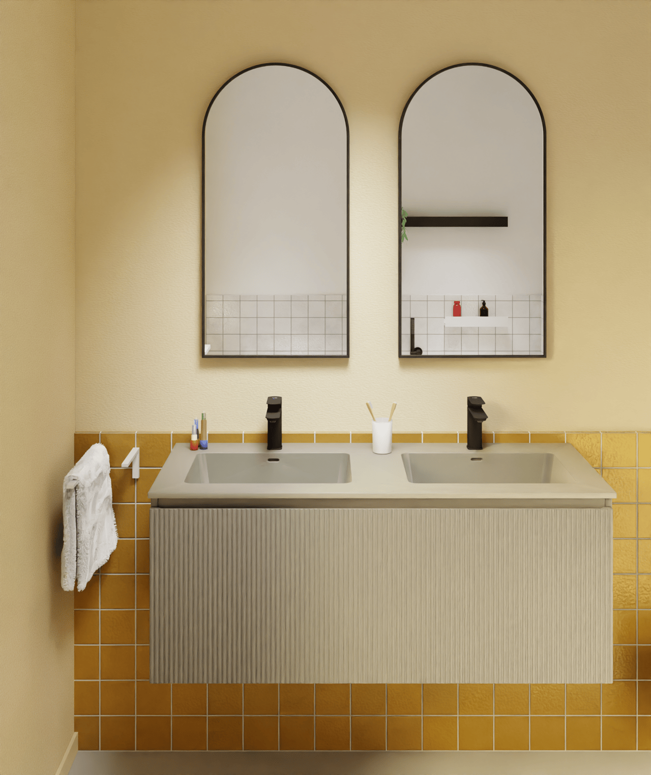 Storke Diva Doppelwaschtisch matt seidengrau Top Solid Seidengrau Matt 120 x 52 cm