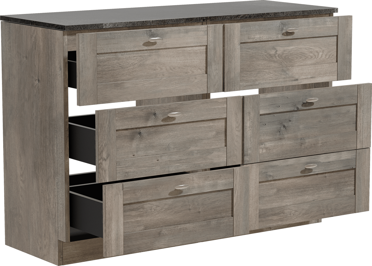 Linie Classo freistehendes Möbelstück Set: 120 x 46 cm, Graue Eiche, mit Lado Einzel- oder Doppel Waschtischplatte, Melamin Schiefergrau