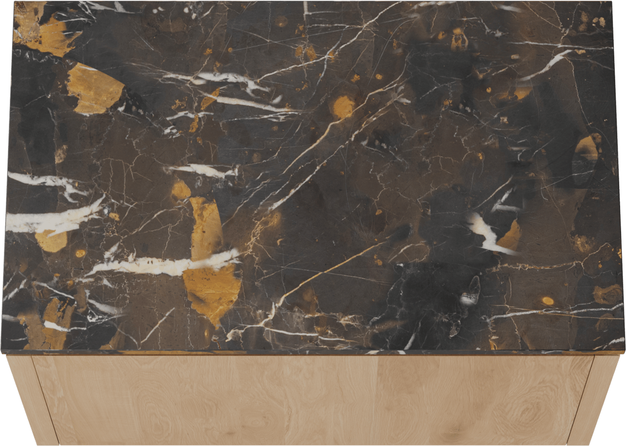 Balmani Eclips meuble salle de bains suspendu 90 x 55 cm Chêne naturelle avec Stretto tablette simple en Portoro Gold marbre