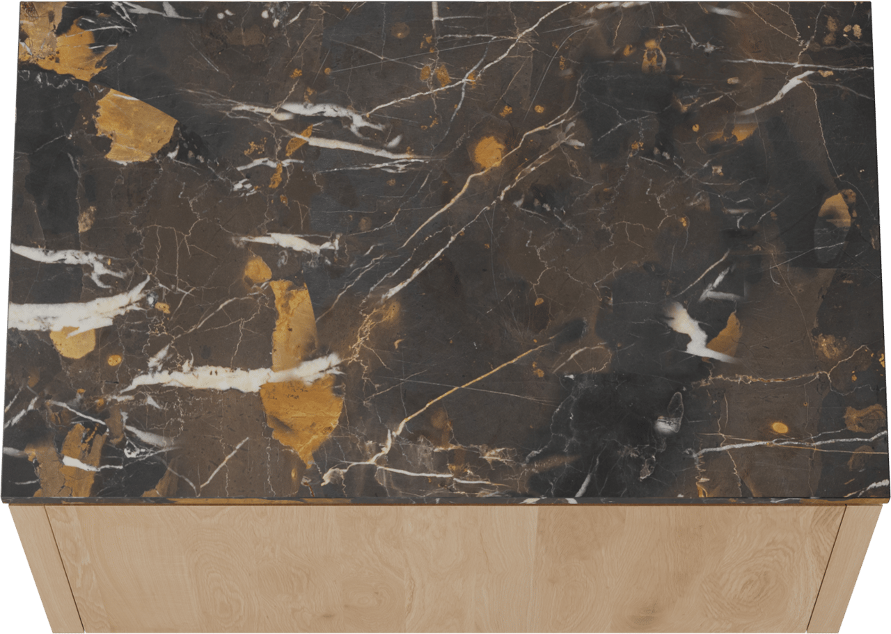 Balmani Eclips hängendes Möbelstück Set: 90 x 55 cm, Eiche Natur, mit Stretto Einzel Waschtischplatte Portoro Gold Marmor