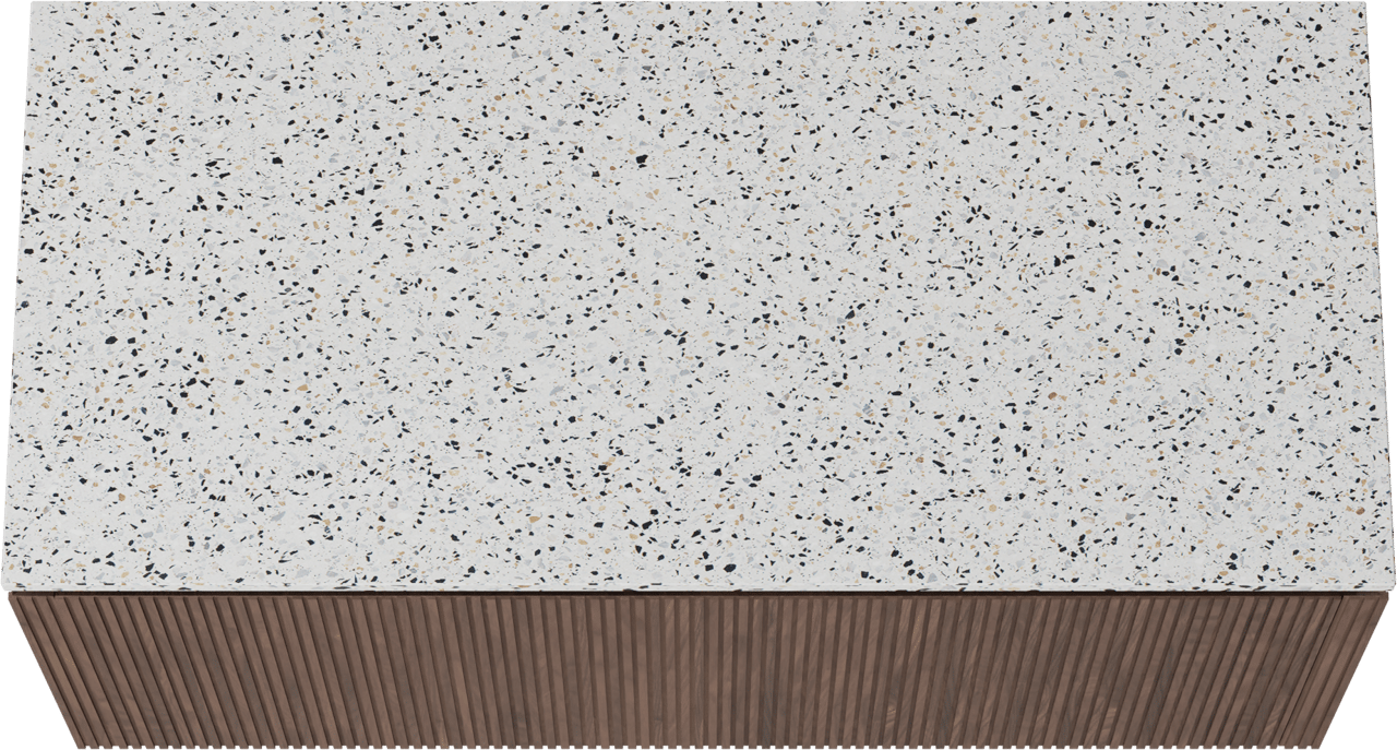 Balmani Eclips meuble salle de bains suspendu 120 x 55 cm Noyer américain avec Stretto tablette simple ou double en Bianco Nero Terrazzo, Nervure droite symétrique verticale
