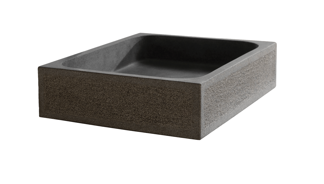 Balmani Treviso vasque à poser granite adouci et bouchardé rectangulaire 50 x 36 cm