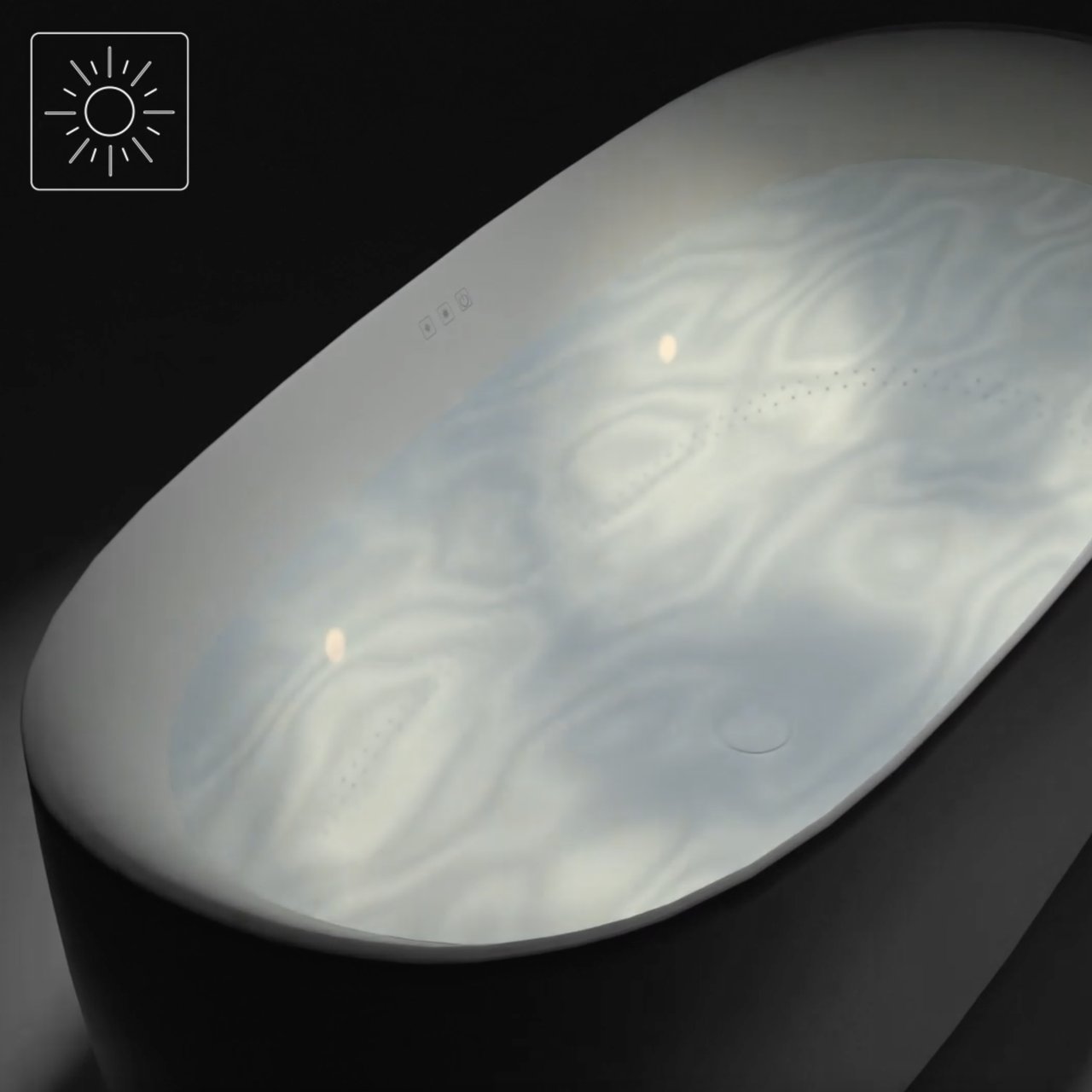 Luca Varess Bolla Whirlpool: Oval, mit Luftdüsen, 180 x 80 cm, Acryl, Weiß matt