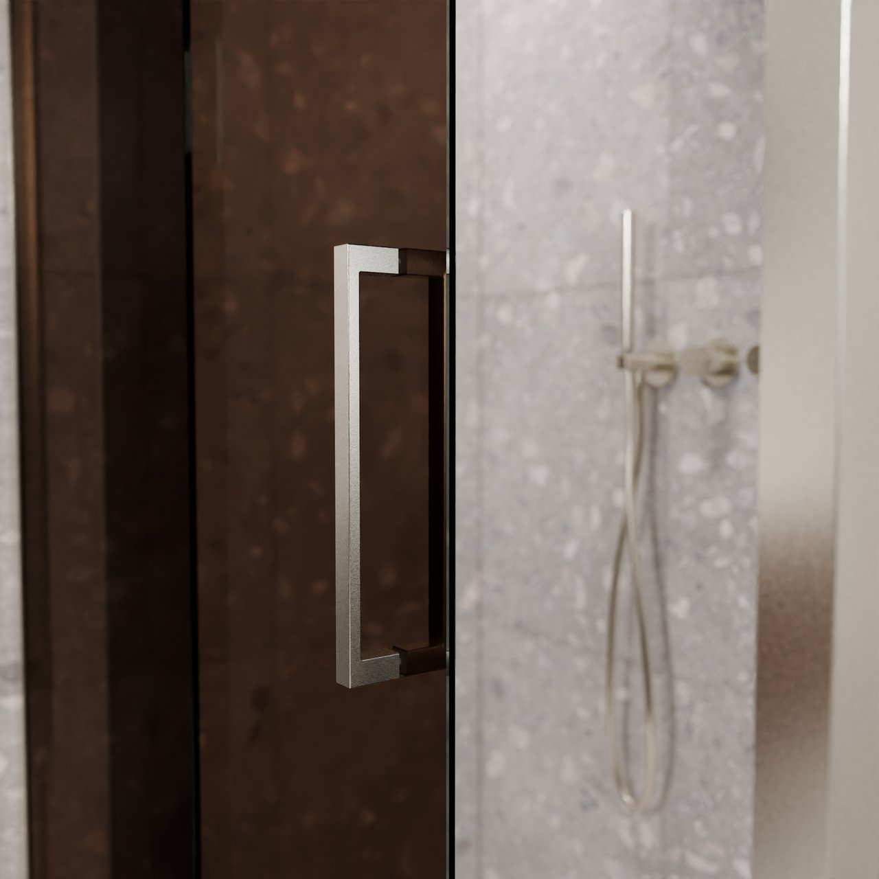 Balmani Senses Design douchehoek met linkse schuifdeur en vaste zijwand, 160 x 90 cm, Brons, Brushed CoolMetal profielen