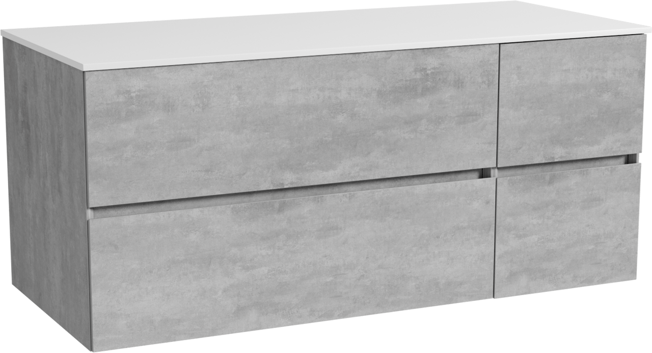 Storke Edge zwevend badmeubel 120 x 52 cm beton donkergrijs met Tavola enkel of dubbel wastafelblad in solid surface mat wit