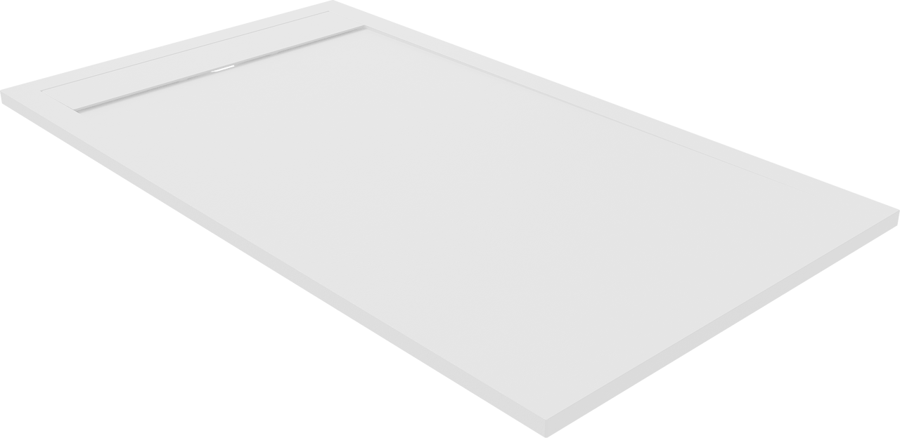 Luca Varess Dandy douchebak 160 x 90 cm composietmarmer mat wit rock structuur