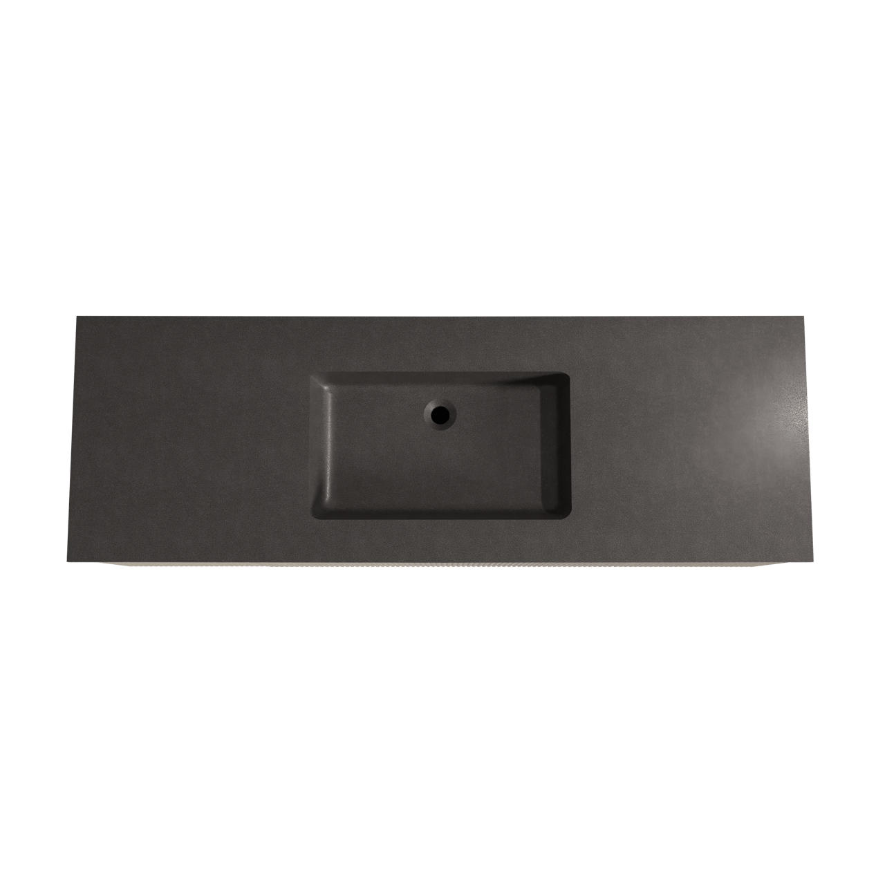 Storke Ribs zwevend badmeubel 155 x 52 cm ruw eiken met Scuro enkele wastafel in kwarts mat zwart, Verticale symmetrische rechte ribbel