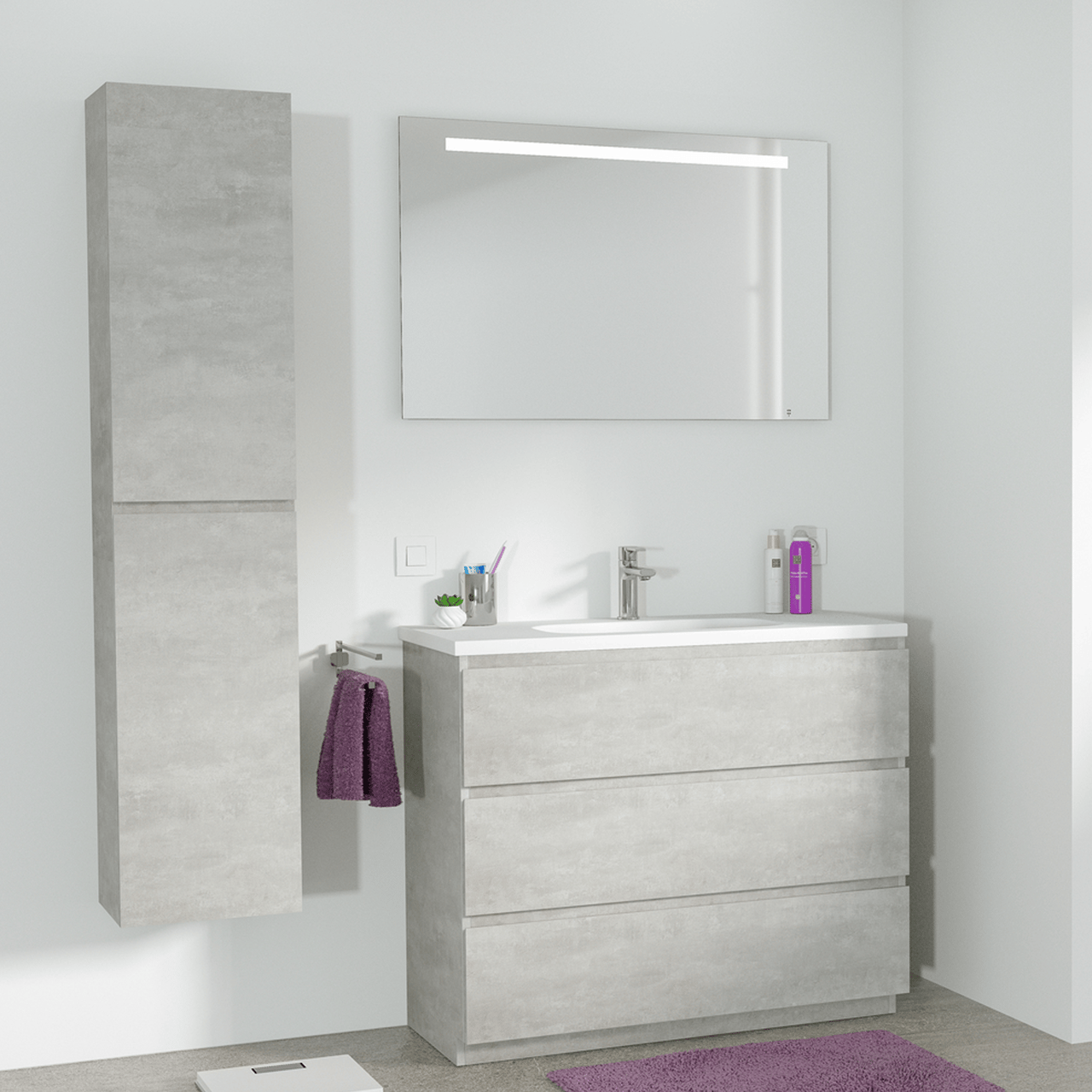 Storke Lucio miroir rectangulaire lumineux et anti-buée 85 x 65 cm