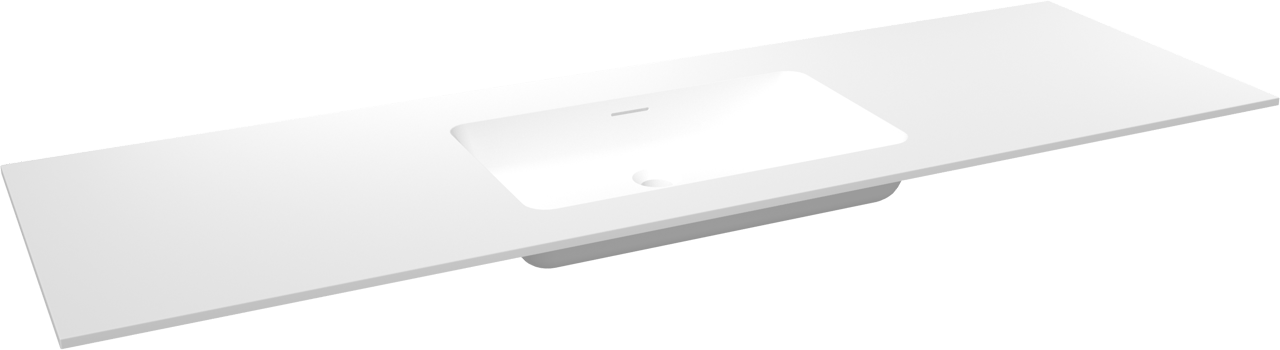 Storke Mata Einzelwaschtisch, Solid Surface matt, 165 x 52 cm