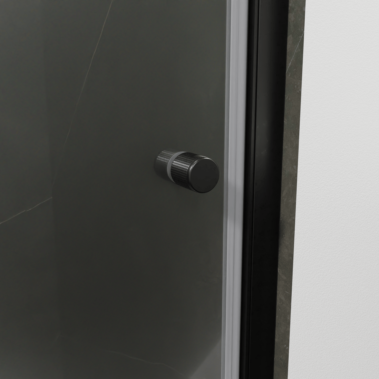 Luca Varess Kuresa porte pivotante 90 x 200 cm verre transparent profil noir mat