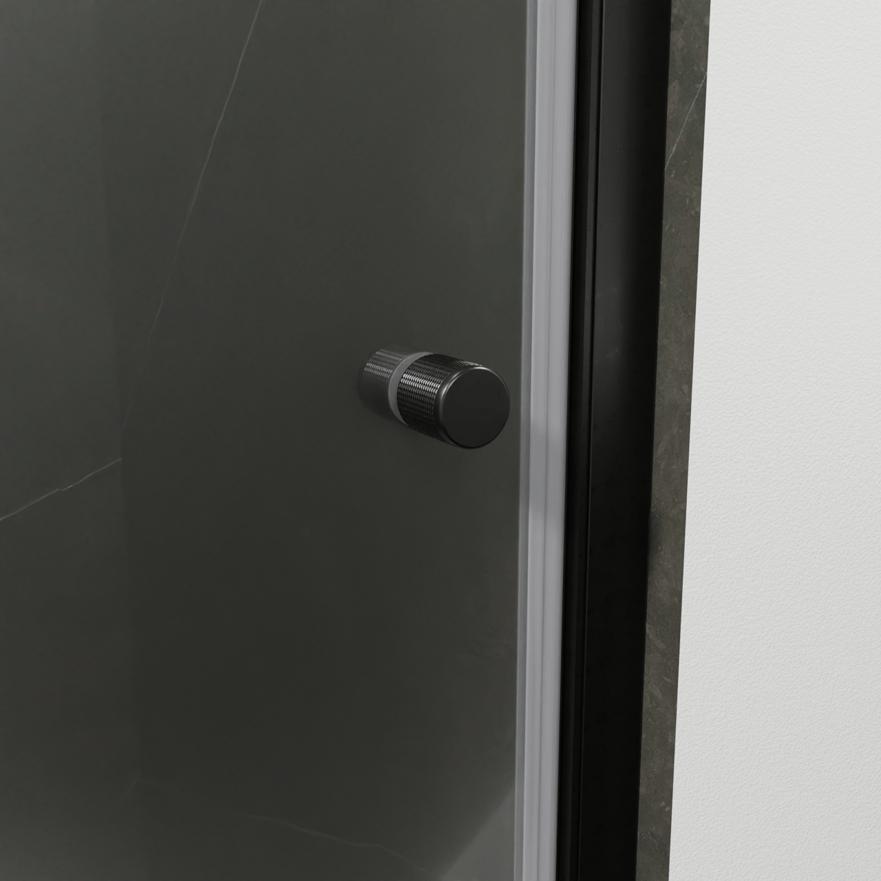 Luca Varess Kuresa porte pivotante 90 x 200 cm verre transparent profil noir mat