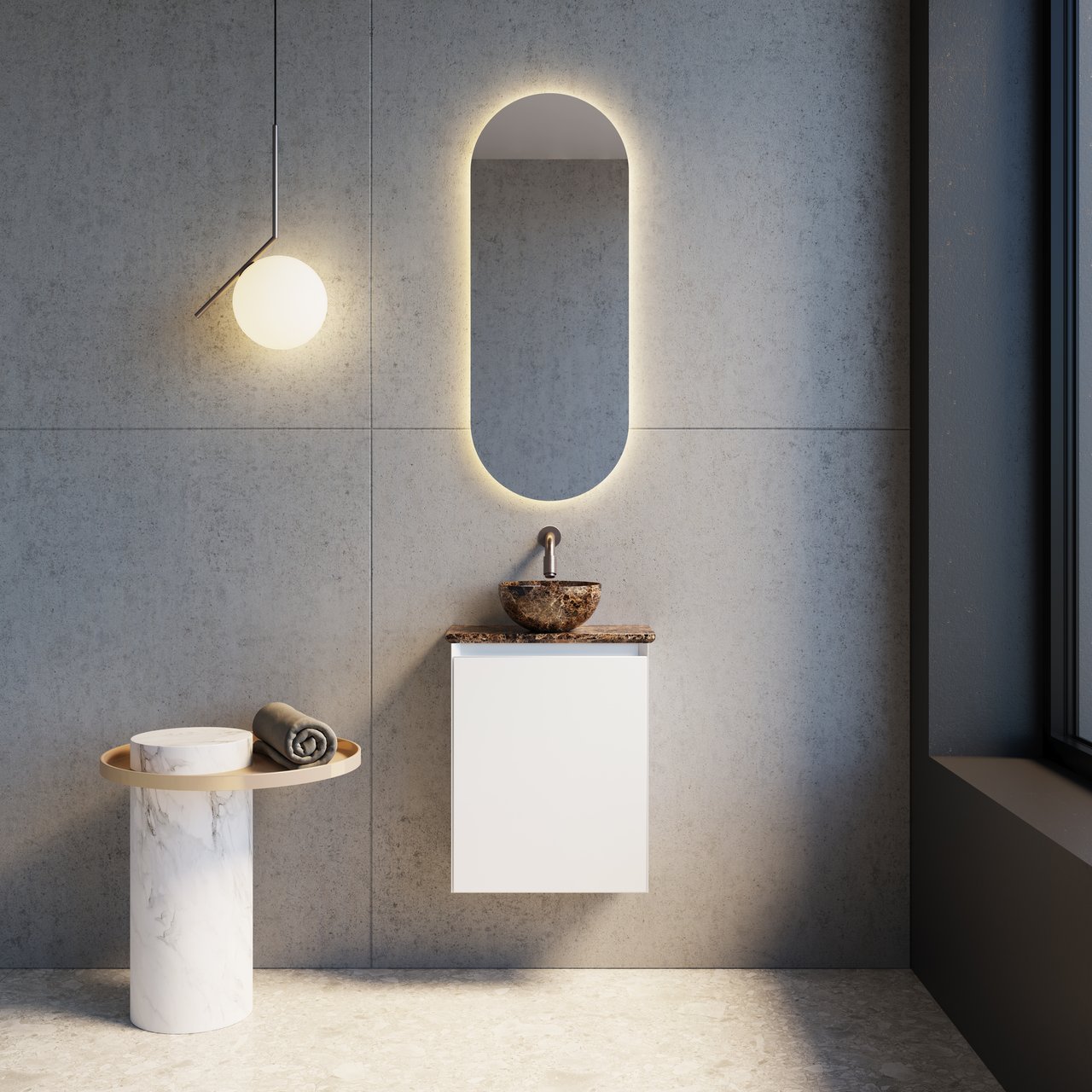 Balmani Mitra zwevende fonteinkast 42 x 21 cm mat wit