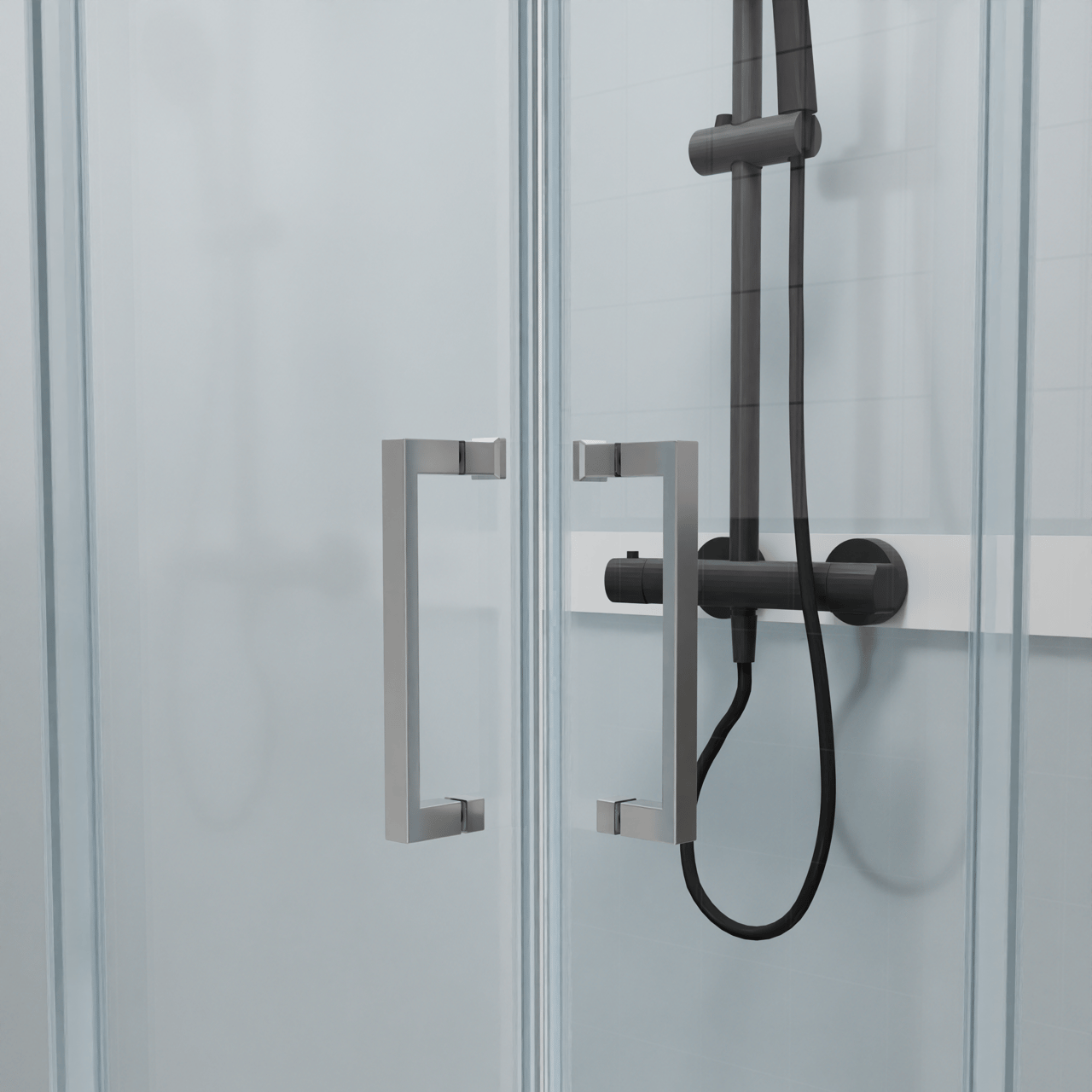 Luca Varess Talan complete douchecabine met schuifdeuren 90 x 90 cm helder glas mat chroom profiel