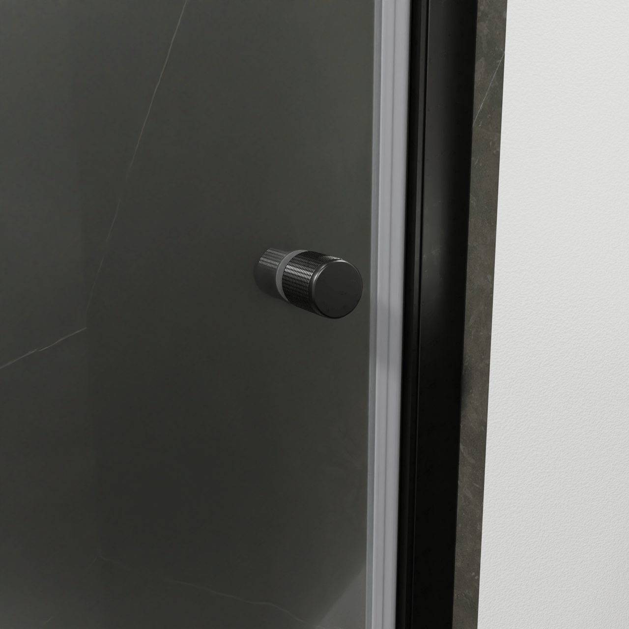 Luca Varess Kuresa porte pivotante 100 x 200 cm verre transparent profil noir mat