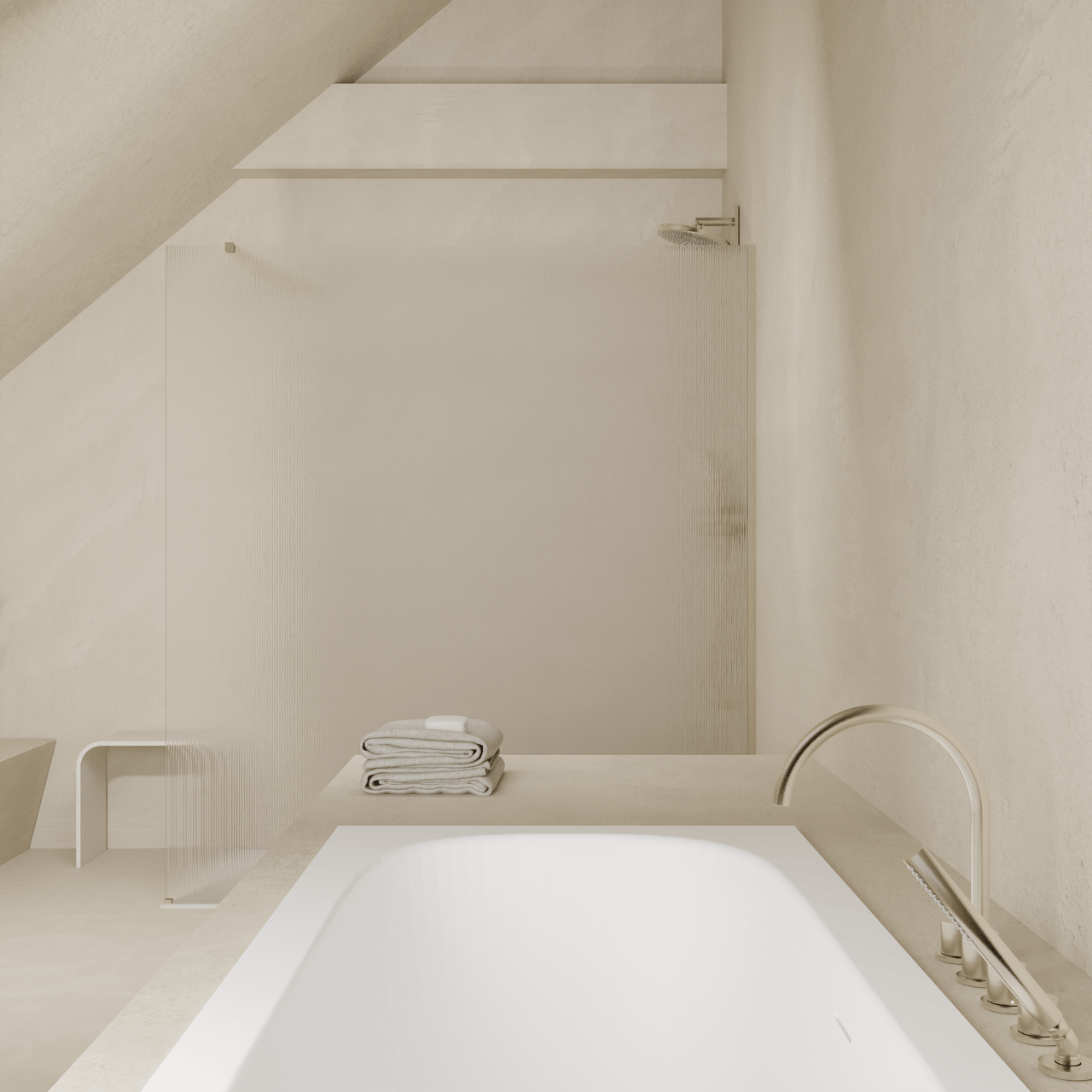 Balmani Modular douche à l'italienne: 100 x 200 cm, Ribs, avec coating, Profil Brushed CoolMetal