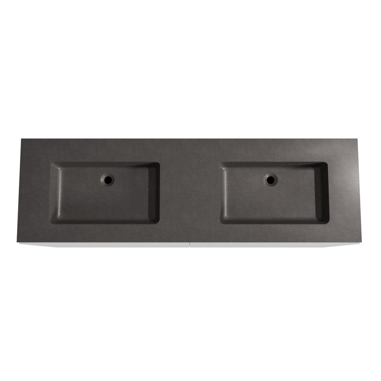 Storke Edge staand badkamermeubel 170 x 52 cm mat wit met Scuro dubbele wastafel in kwarts mat zwart