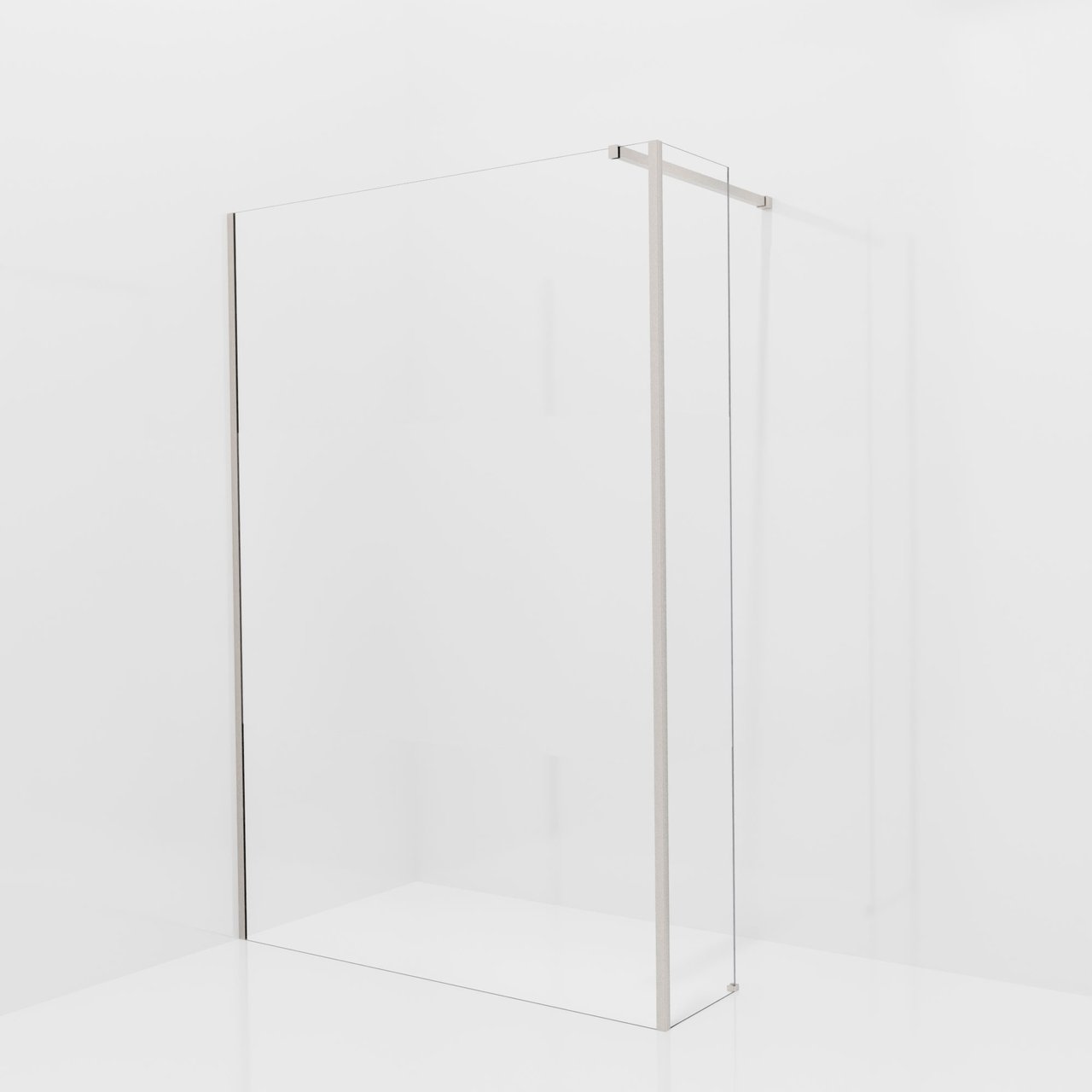 Balmani Modular Walk-In Dusche mit fester Seitenwand: 140 x 200 cm, Klarglas mit mattiertem Streifen, inklusive Coating, Profil Brushed CoolMetal