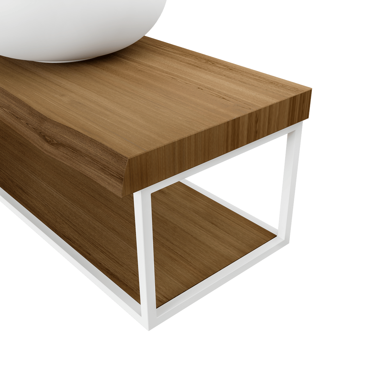 Balmani Life Edge Mini zwevend fonteintje 55 x 22,5 cm met Bowl in matte Solid Surface met witte frame