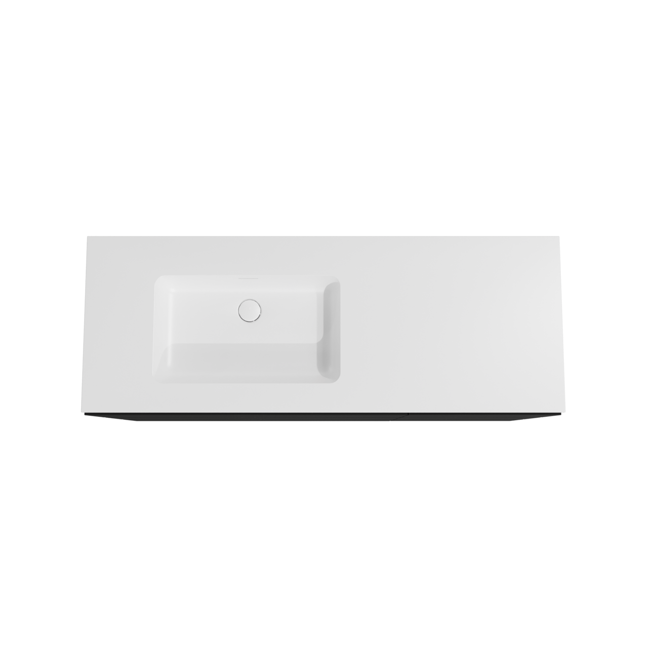 Storke Edge meuble salle de bains à poser 140 x 52 cm noir mat avec Mata plan vasque asymétrique à gauche en solid surface blanc mat