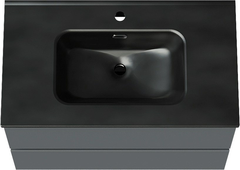 Linie Lado zwevend badmeubel 80 x 46 cm blauw antraciet met Baro enkele wastafel in porselein mat zwart