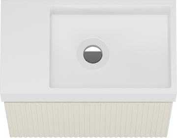 Storke Ribs meuble wc suspendu 40 x 22 cm Sand mat avec Fada plan vasque en Solid Surface blanc mat