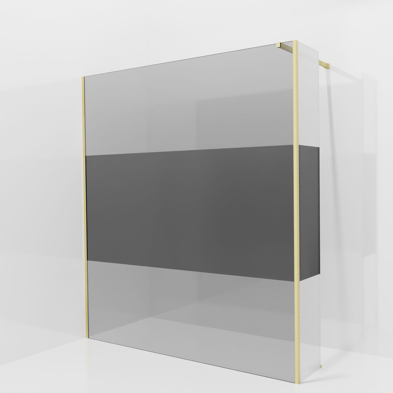 Balmani Modular Walk-In Dusche mit fester Seitenwand: 180 x 200 cm, Rauchglas mit mattiertem Streifen, Profil Brushed Champagne Gold