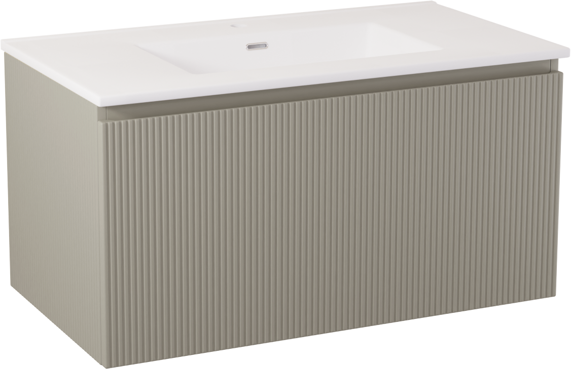 Storke Ribs Badmöbel Set mit Kera Waschtisch