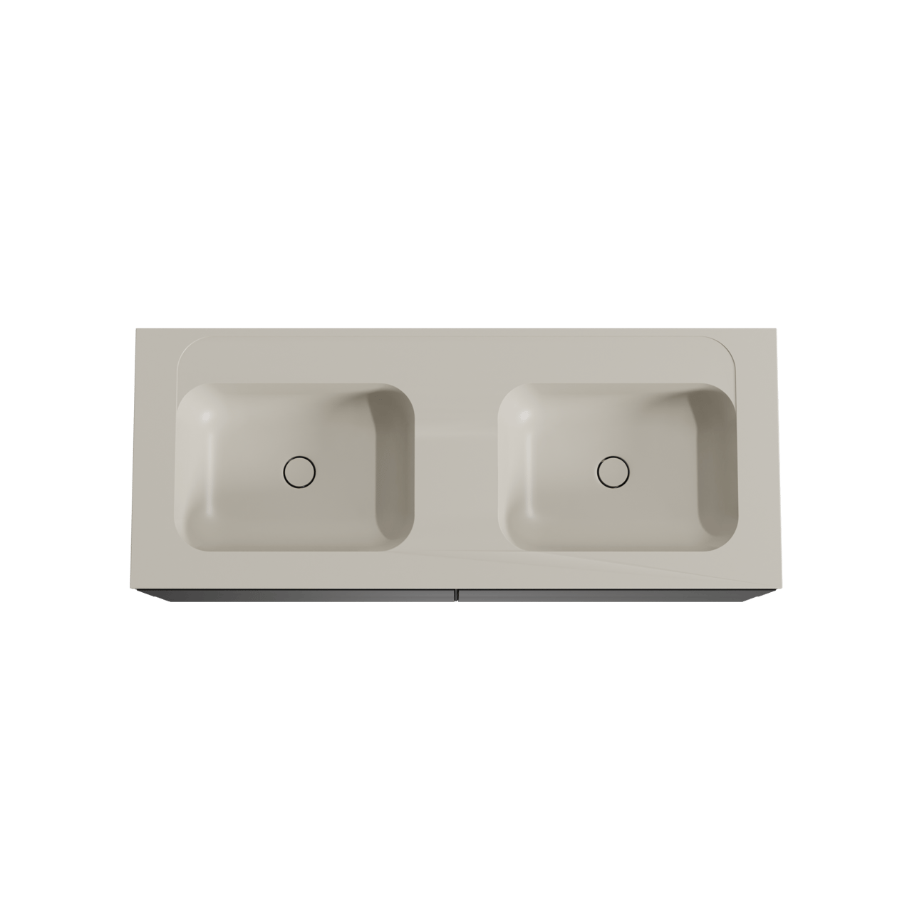 Balmani Mitra zwevend badkamermeubel 135 x 55 cm mat zwart met Tablo Strada dubbele wastafel in composietmarmer zijdegrijs