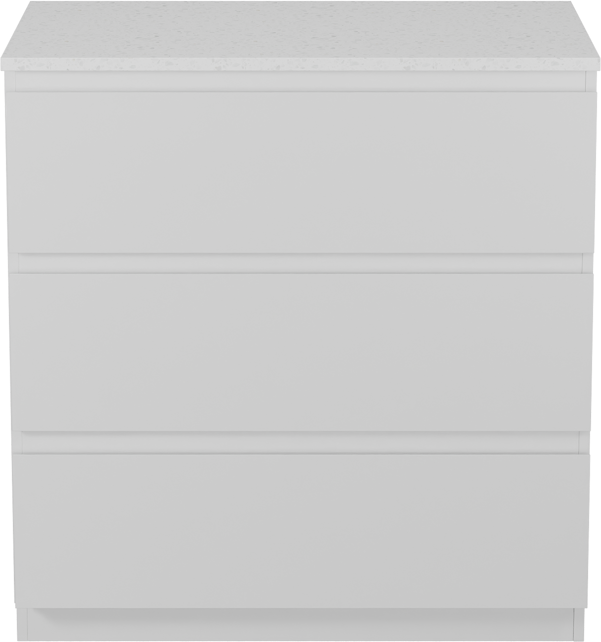 Linie Lado freistehendes Möbelstück Set: 80 x 46 cm, Weiß glänzend, mit Lado Einzel Waschtischplatte, Melamin in Terrazzo Weiß