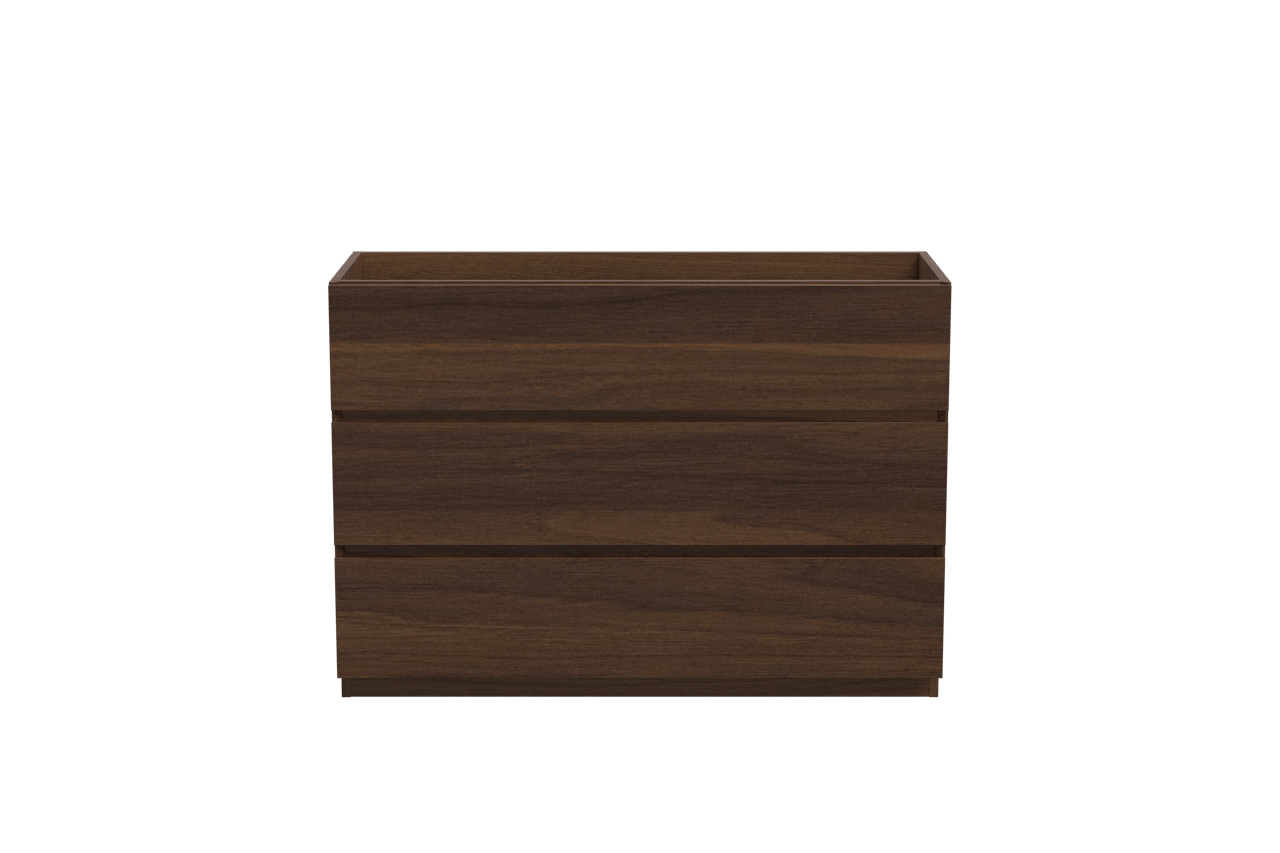 Storke Edge stehender Waschbeckenunterschrank: 120 x 46 cm, Nussbaum, 3 Schubladen