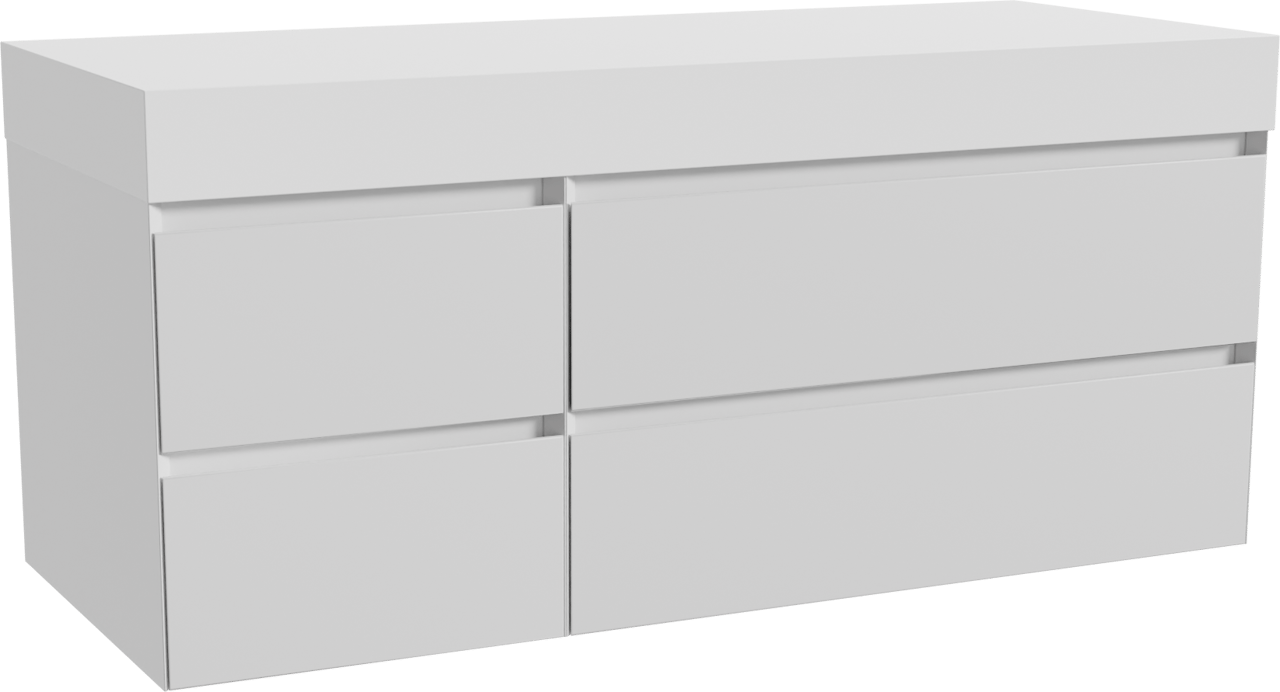 Balmani Mitra meuble salle de bains suspendu 135 x 55 cm blanc mat avec Dominus tablette simple ou double en solid surface blanc mat