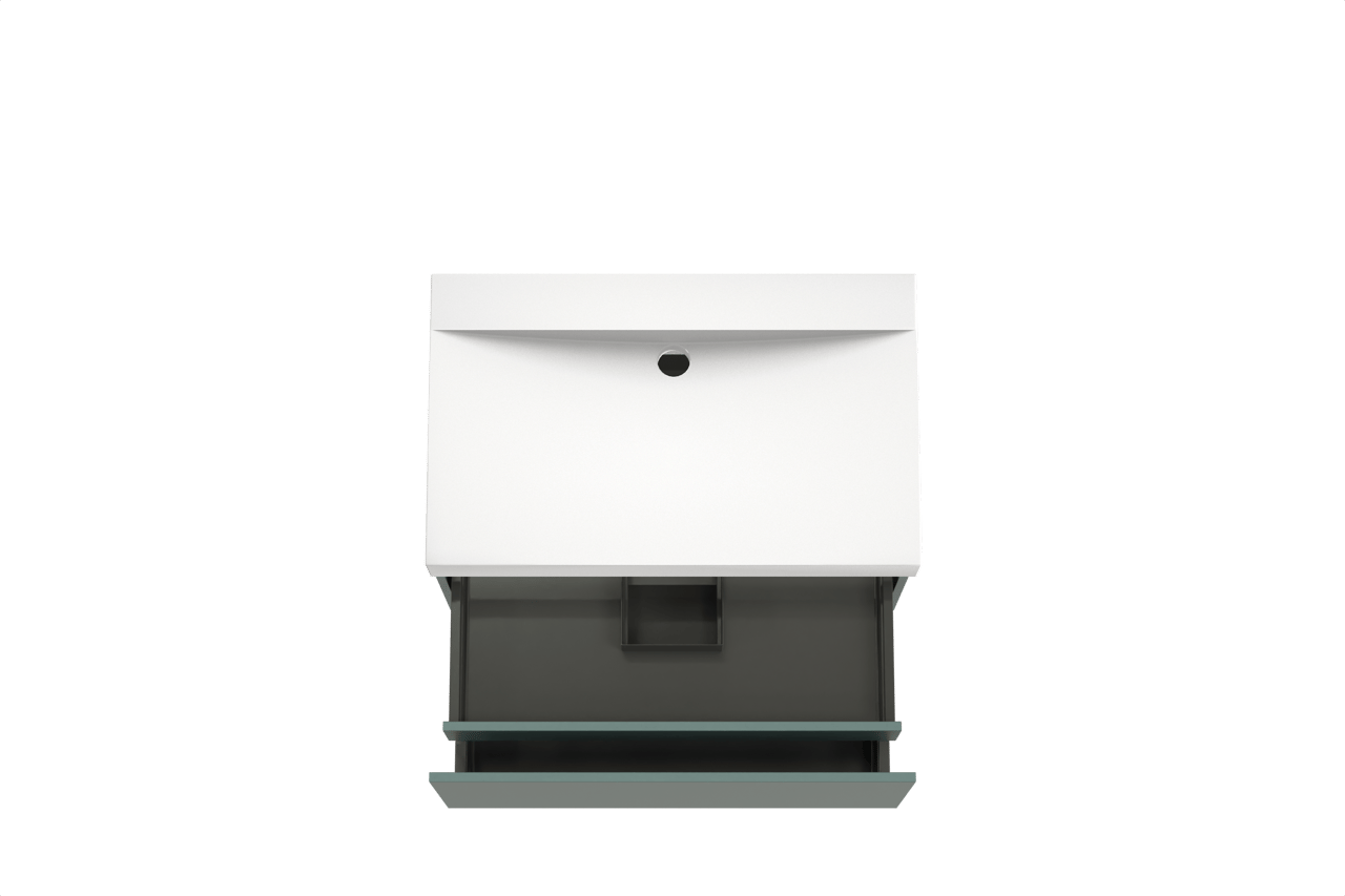 Balmani Sfera hängendes Möbelstück Set: 90 x 55 cm, Forest, mit Wave Einzelwaschtisch, Solid Surface Weiß matt