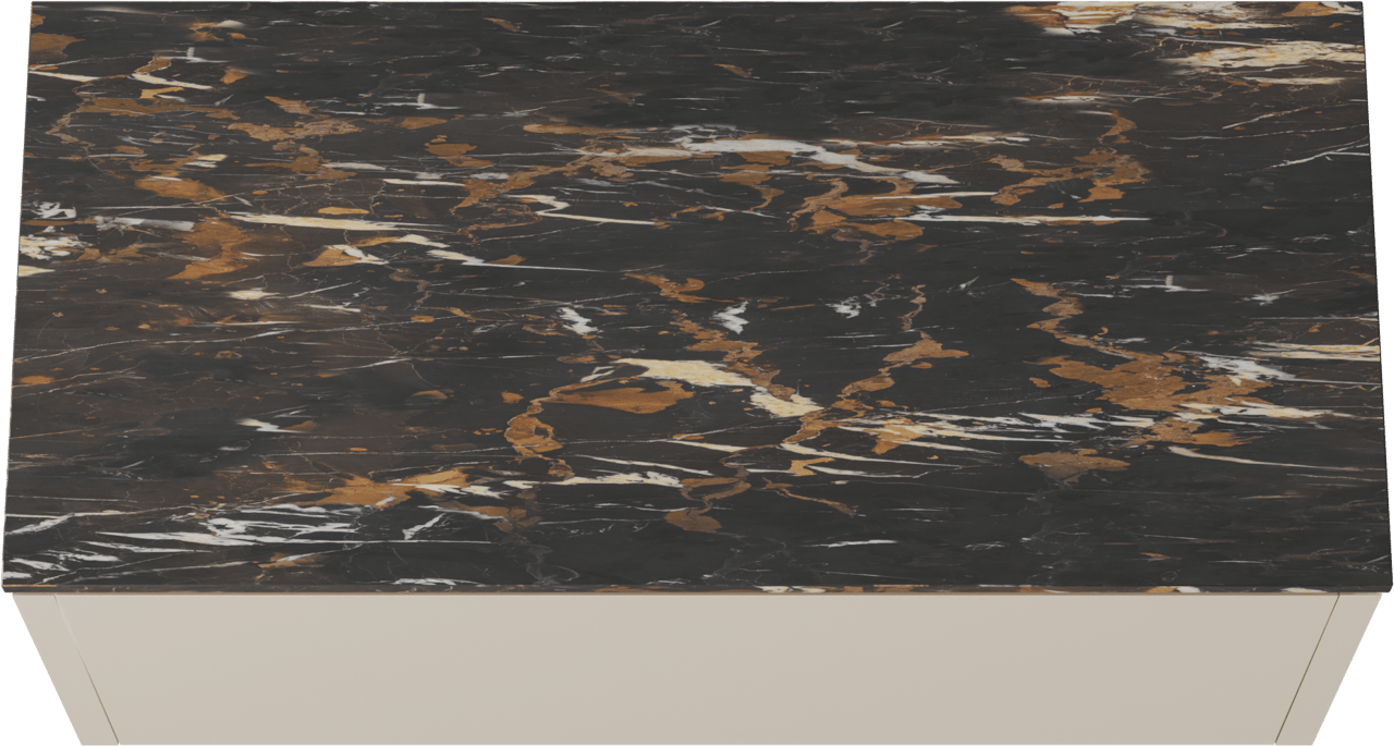 Balmani Eclips meuble salle de bains suspendu 120 x 55 cm Sandbeige avec Stretto tablette simple en Portoro Gold marbre