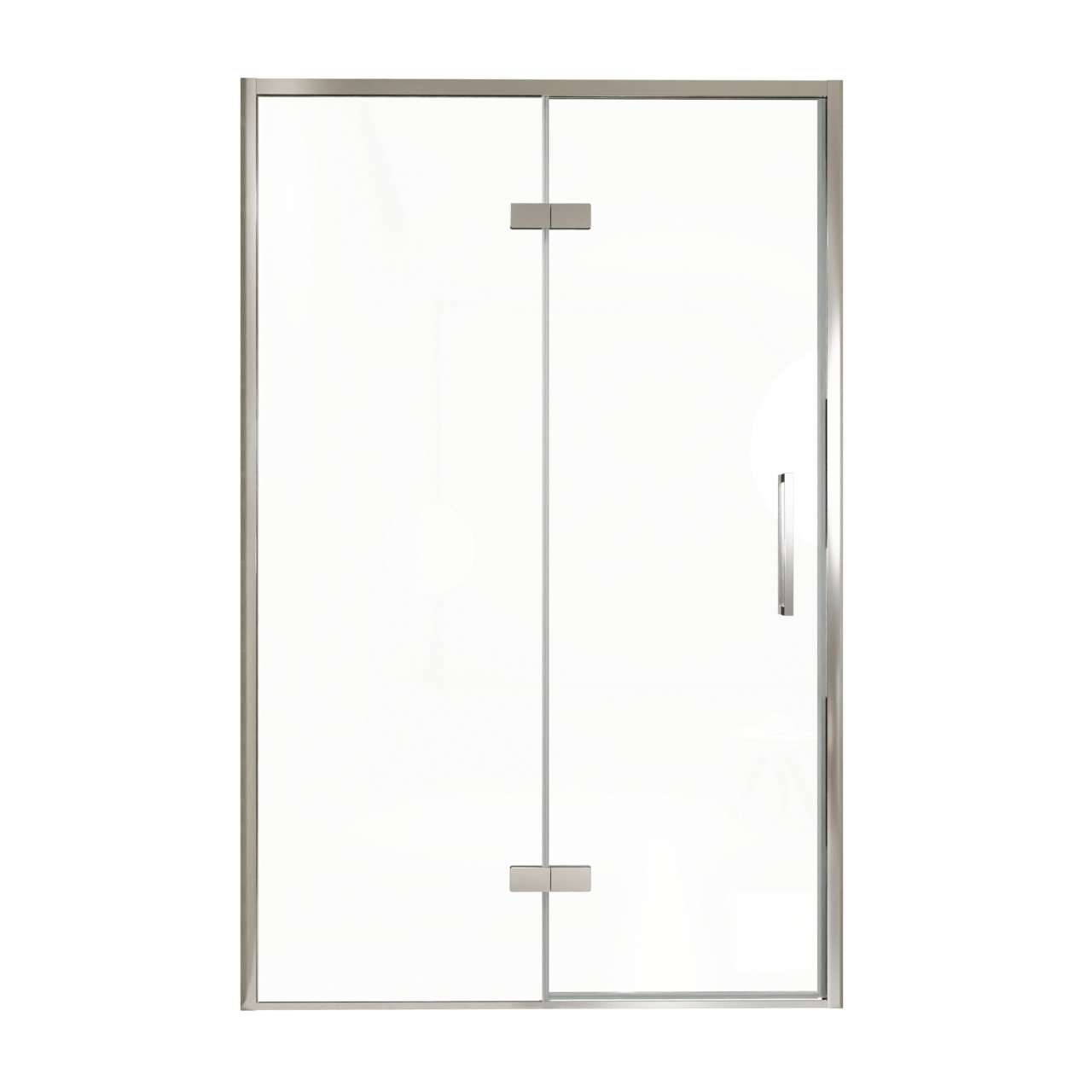 Balmani Senses Design porte pivotante à gauche 140 cm x 210 cm verre transparent, Profil chrome, coating inclus