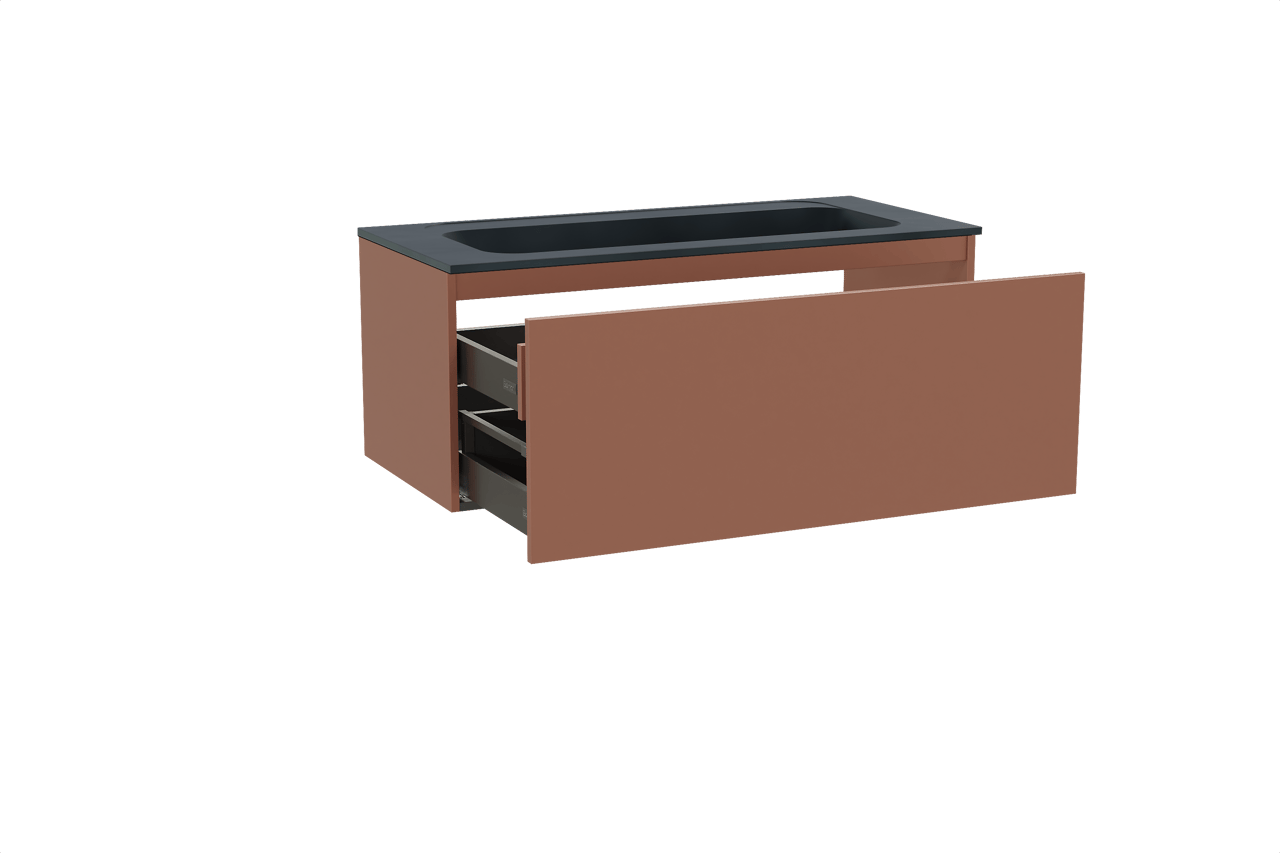 Balmani Sfera meuble salle de bains suspendu 120 x 55 cm cotto avec Tablo Strada lavabo simple pour 2 trous de robinet en marbre composite noir mat