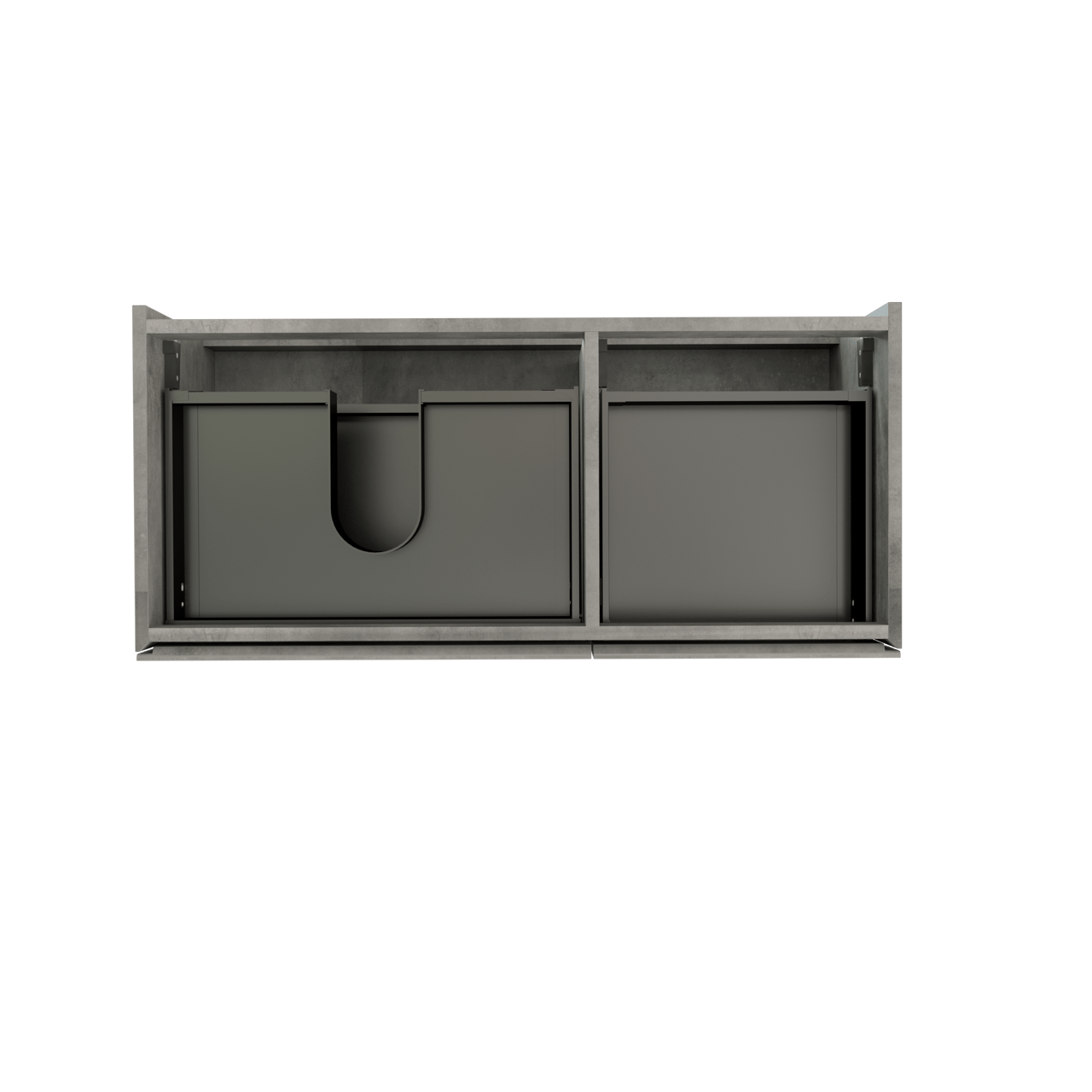 Storke Edge zwevende wastafelonderkast 100 x 46 cm asymmetrisch links beton donkergrijs 3 lades