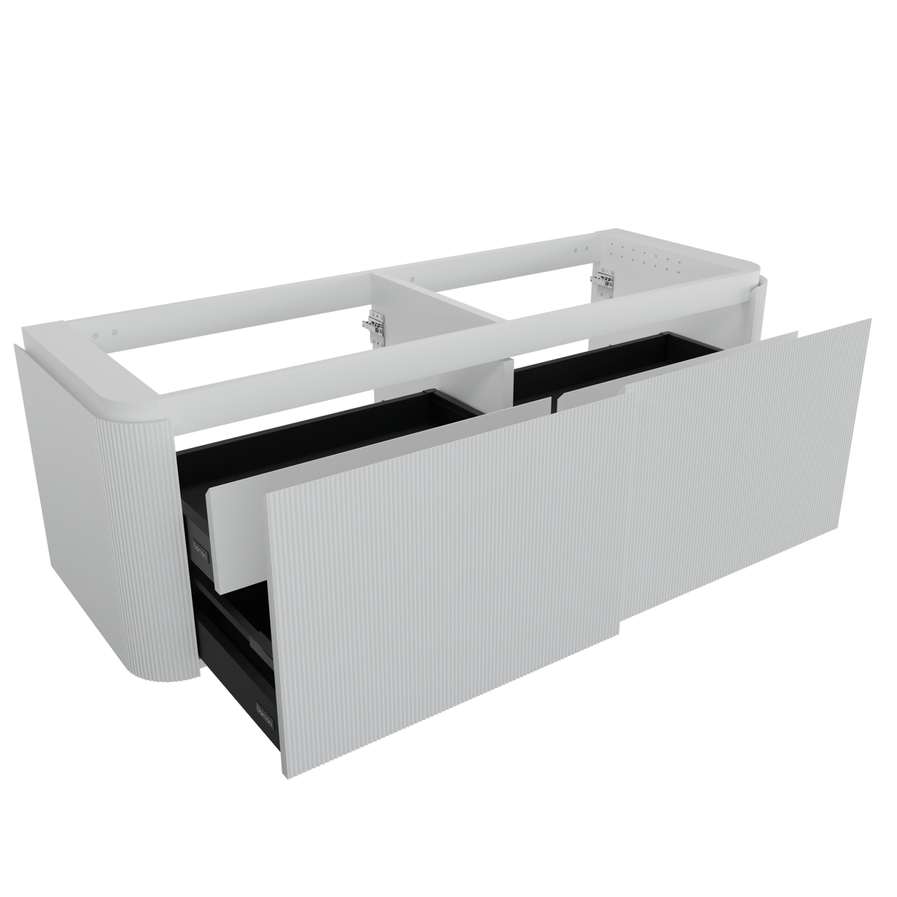 Balmani Moon meuble sous-lavabo suspendu 160 x 55 cm blanc mat 2 tiroirs Nervure sym. vert.