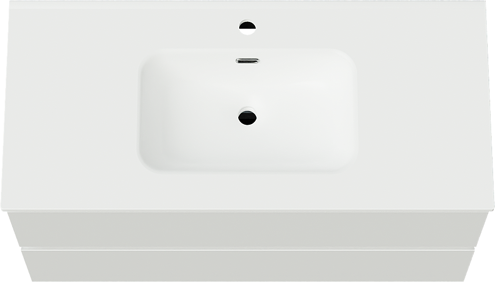 Linie Lado meuble salle de bains suspendu 100 x 46 cm blanc brillant avec Baro plan simple en porcelaine blanc mat