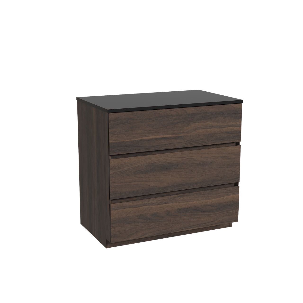 Storke Edge freistehendes Möbelstück Set: 85 x 52 cm, Nussbaum, mit Panton Einzel Waschtischplatte, Pulverbeschichtetes MDF Schwarz matt