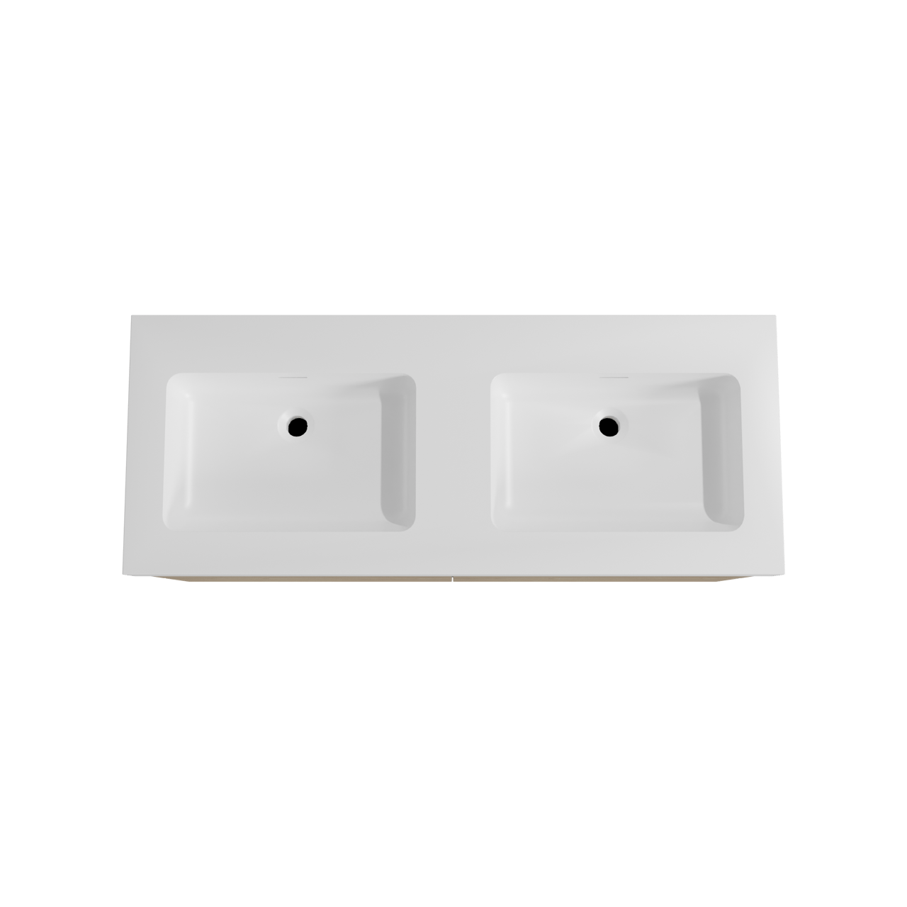 Storke Edge meuble salle de bains suspendu 130 x 52 cm chêne brut avec Mata High double vasque en solid surface blanc mat