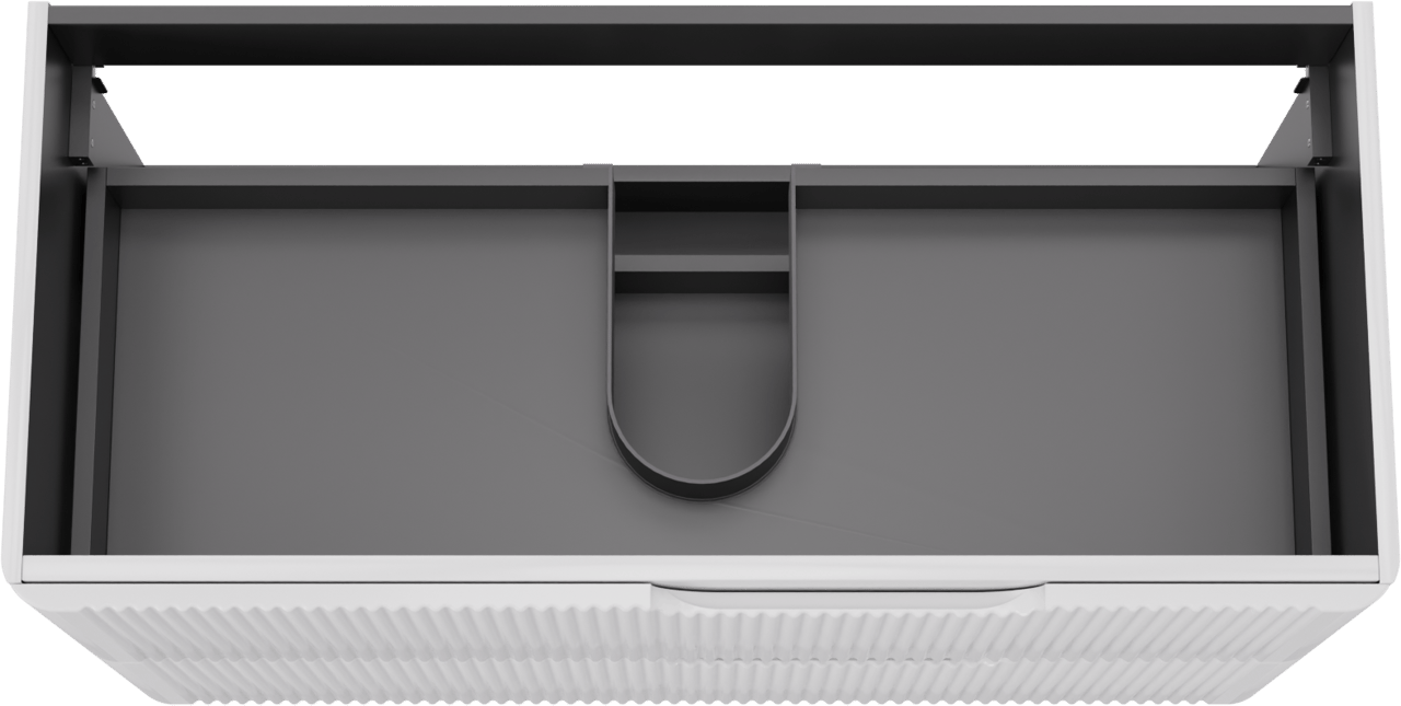 Linie Curvo hängender möbelstück Waschtischunterschränke 100 x 46 cm Weiβ glänzend 2 Schubladen, Vert. Sym. Rippe