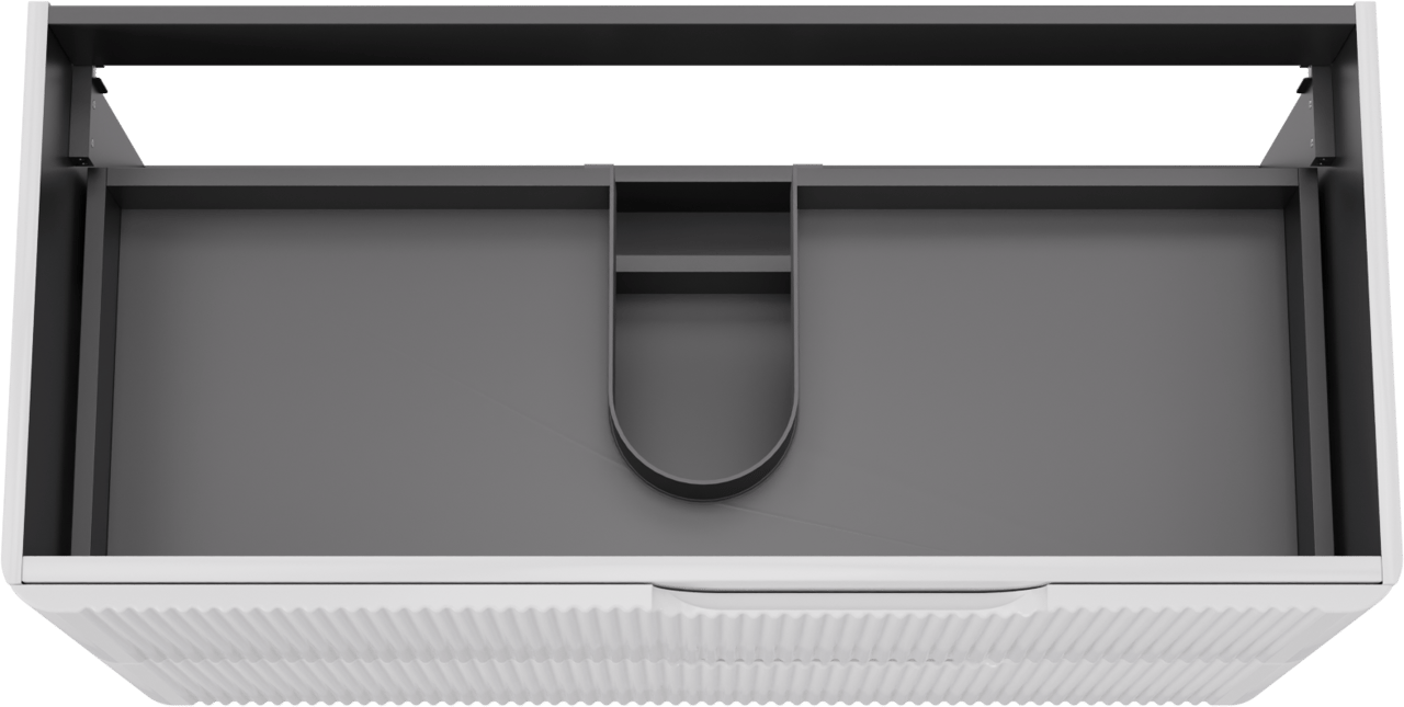 Linie Curvo zwevende wastafelonderkast 100 x 46 cm Glanzend Wit 2 lades vert. sym. Groef