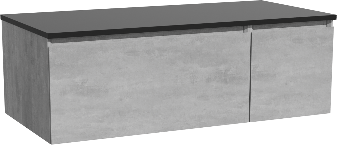 Storke Edge meuble salle de bains suspendu 110 x 52 cm béton gris foncé avec Panton tablette simple en mdf enduit de poudre noir mat