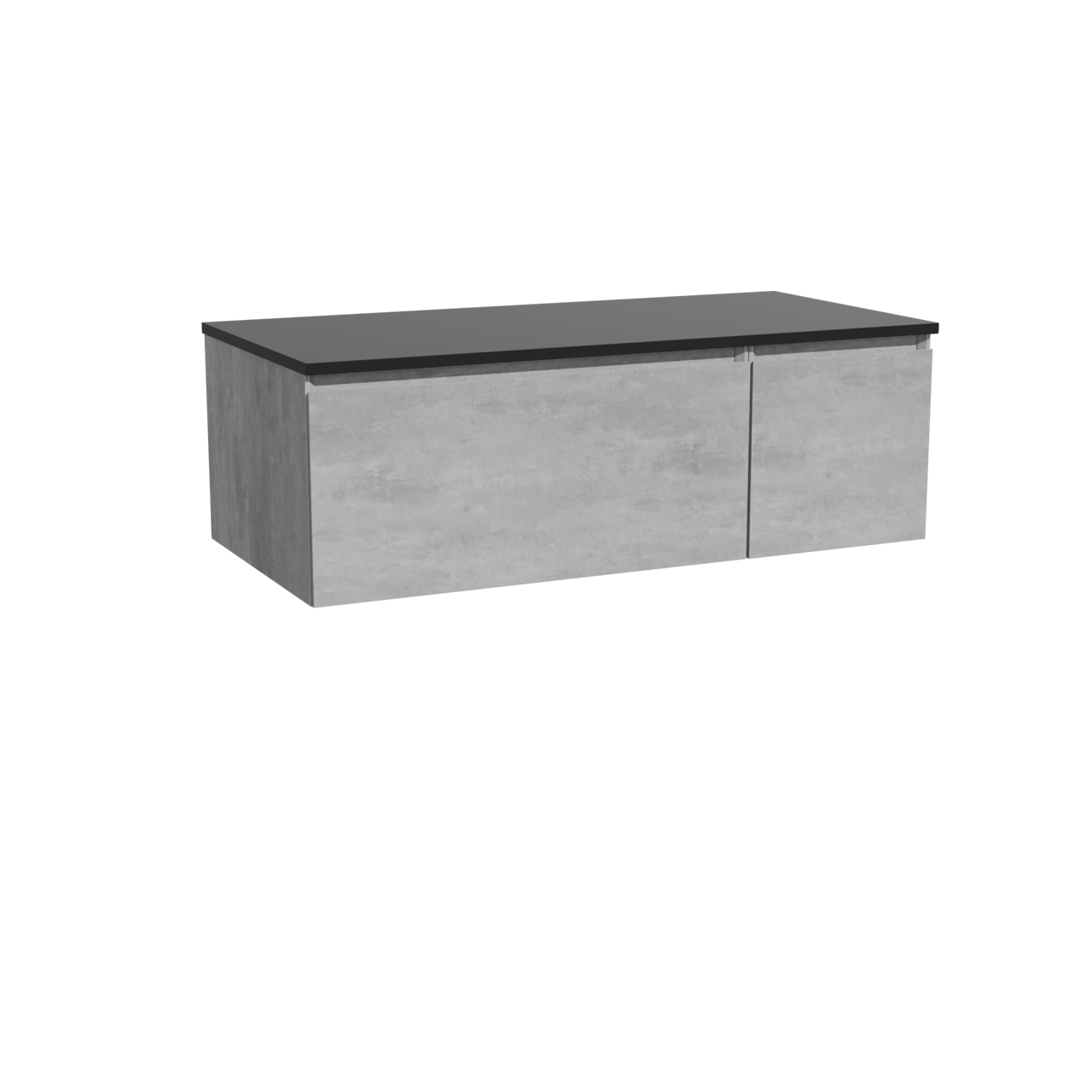 Storke Edge meuble salle de bains suspendu 110 x 52 cm béton gris foncé avec Panton tablette simple en mdf enduit de poudre noir mat
