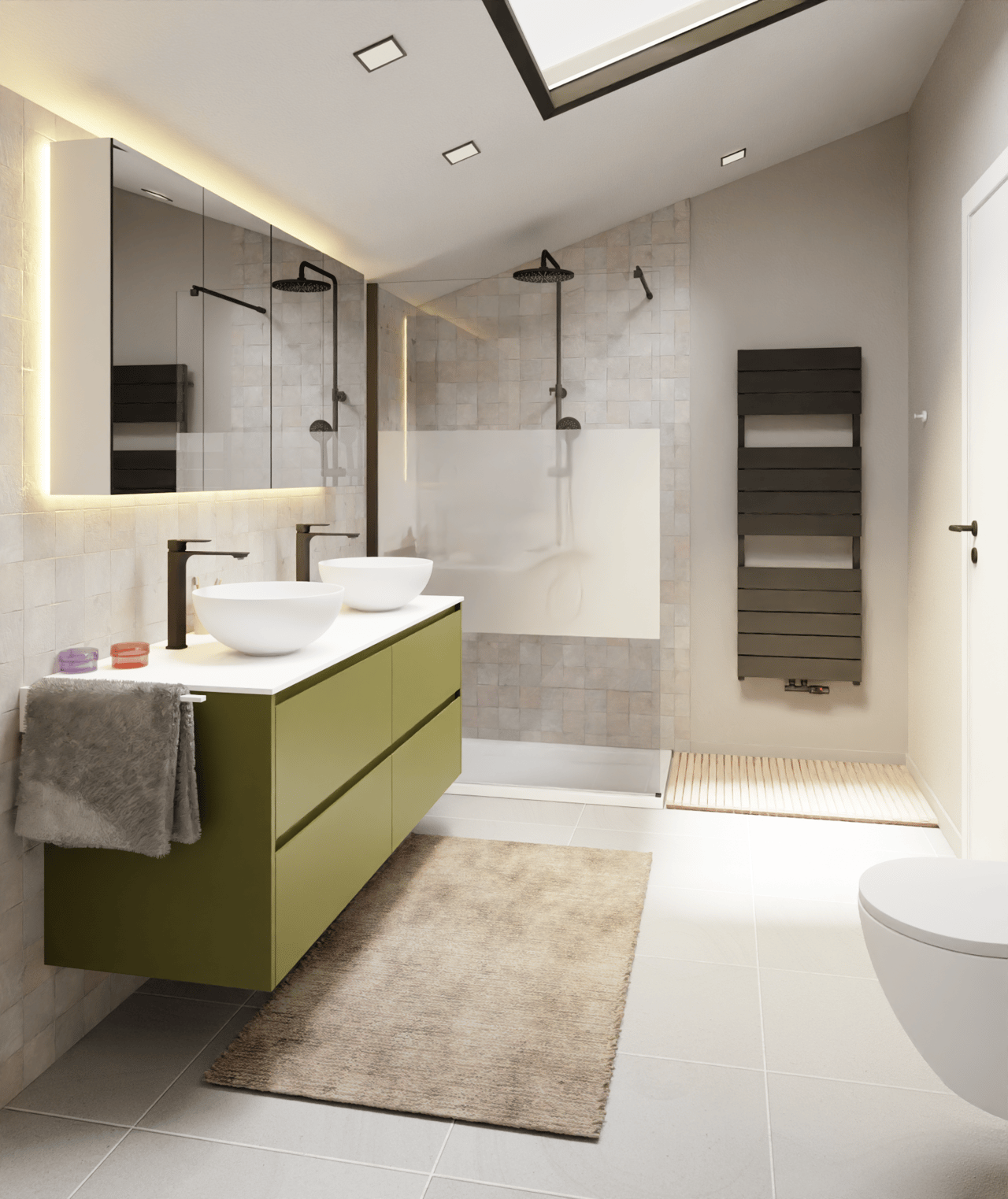 Storke Seda zwevende wastafelonderkast 150 x 52 cm olijfgroen 4 lades