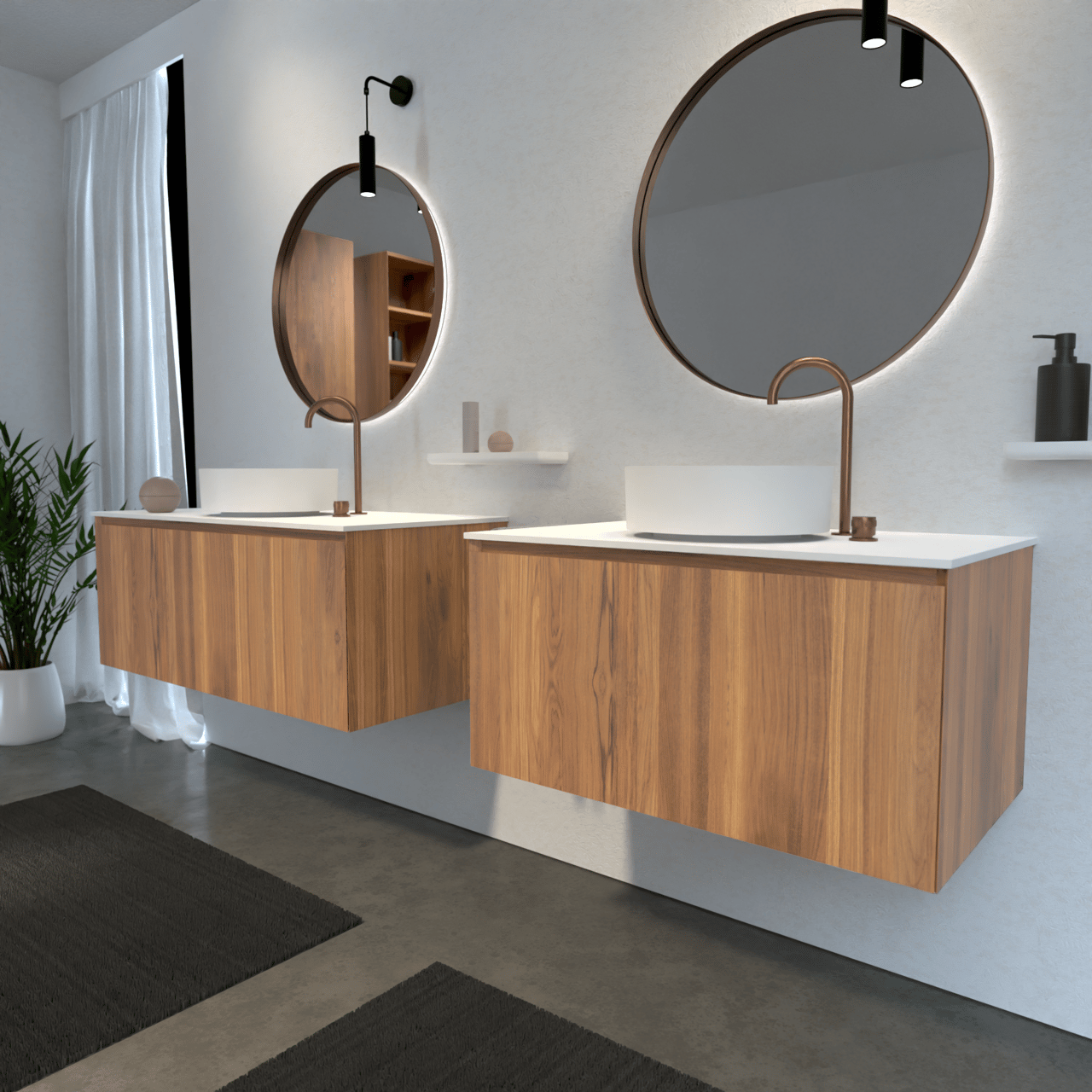 Balmani Idra zwevende wastafelonderkast 90 x 55 cm teakhout 2 lades