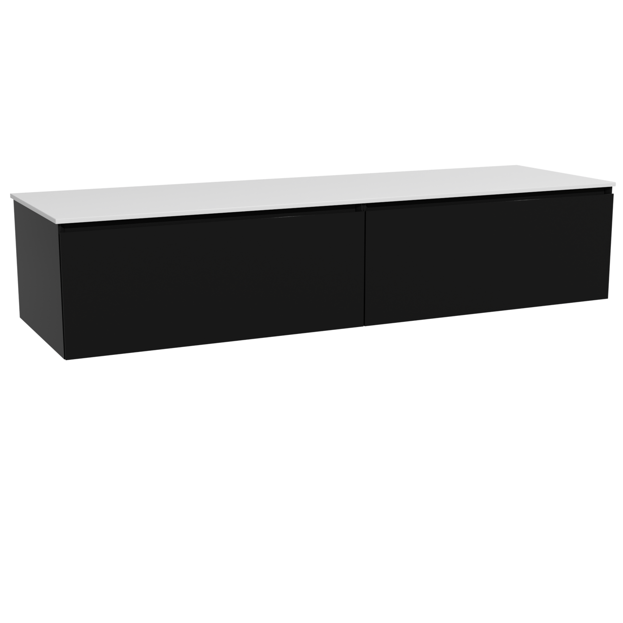 Storke Edge meuble salle de bains suspendu 170 x 52 cm noir mat avec Tavola tablette simple ou double en solid surface blanc mat